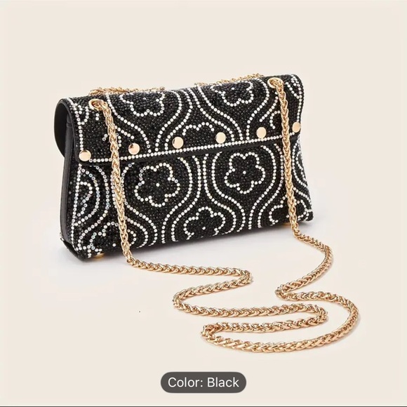 Elegant Black Beaded Shoulder/Crossbody Bag - Picture 6 of 6